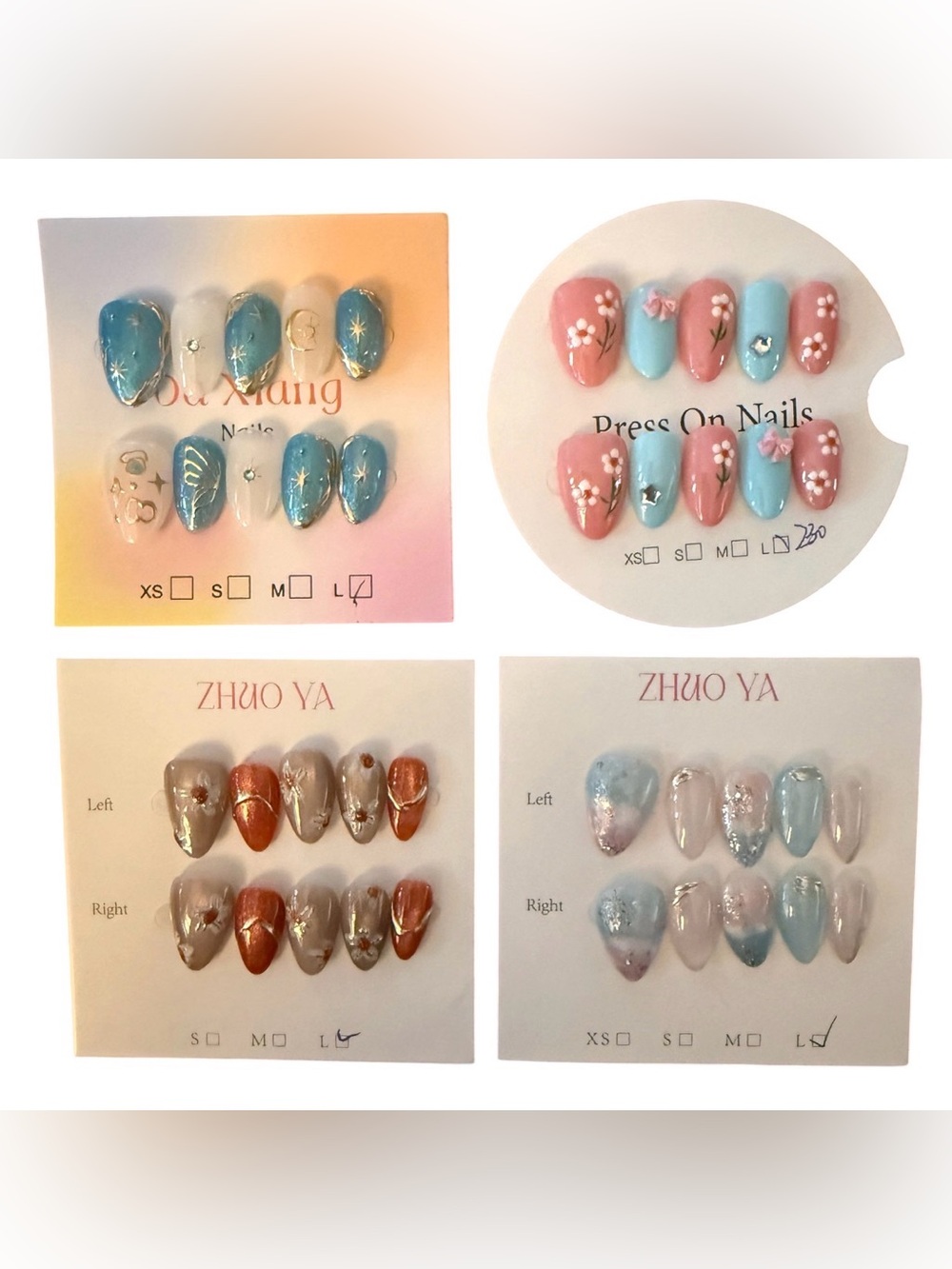 Designer Nail Bundle 4 Sets Size Large